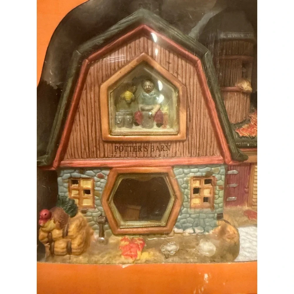 Autumn Heirlooms Porcelain Lighted House Potters Barn Thanksgiving Village Set